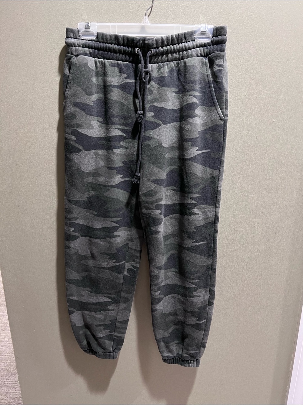 Camo Fleece Jogger Pants - Gray Green